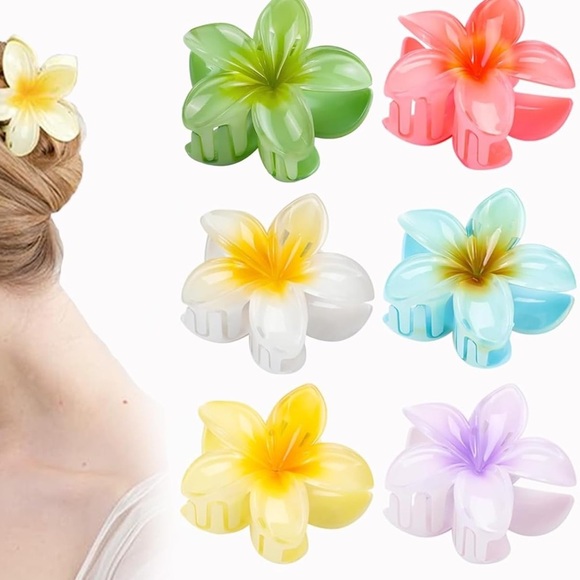 Flower claw hair clips (6) pieces Brand new colorful and cute - Picture 1 of 3